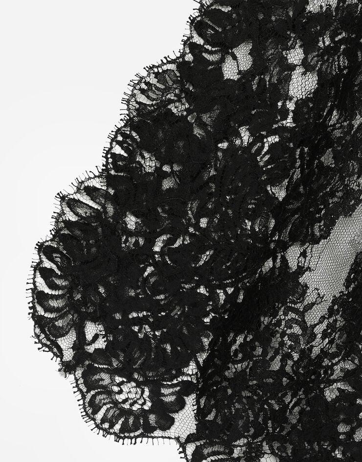 Dolce & Gabbana Vestido Longuette De Encaje Chantilly Con Detalles De Raso