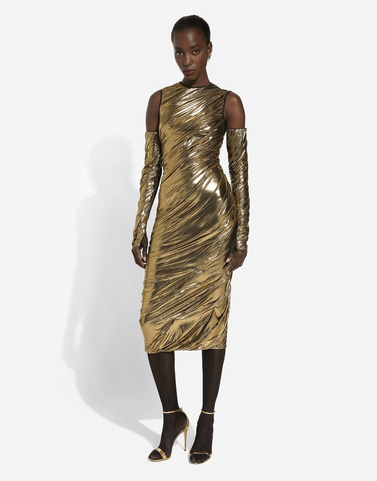 Dolce & Gabbana Vestido Longuette De Organdí Revestido Con Guantes