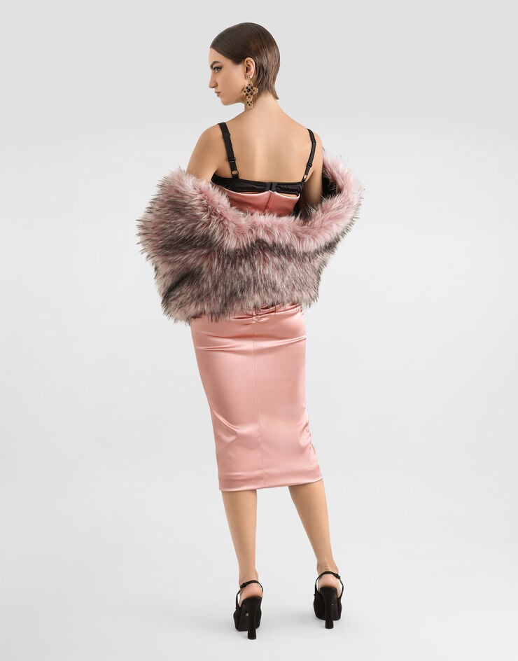 Dolce & Gabbana Vestido Longuette De Raso Drapeado Con Copas De Sujetador