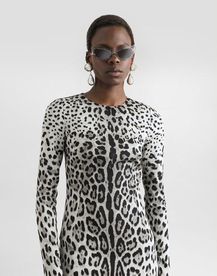Dolce & Gabbana Vestido Longuette De Tubo De Charmeuse Con Estampado Leopardo
