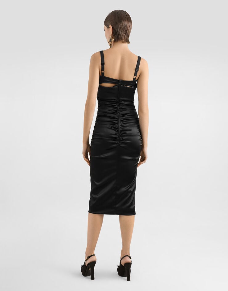 Dolce & Gabbana Vestido Longuette Drapeado Con Detalle Sujetador