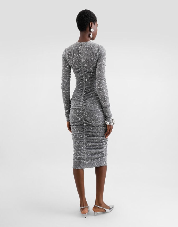 Dolce & Gabbana Vestido Longuette Drapeado De Lentejuelas