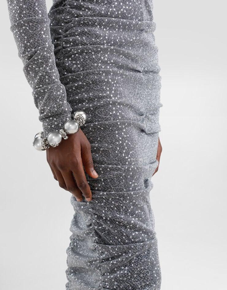 Dolce & Gabbana Vestido Longuette Drapeado De Lentejuelas