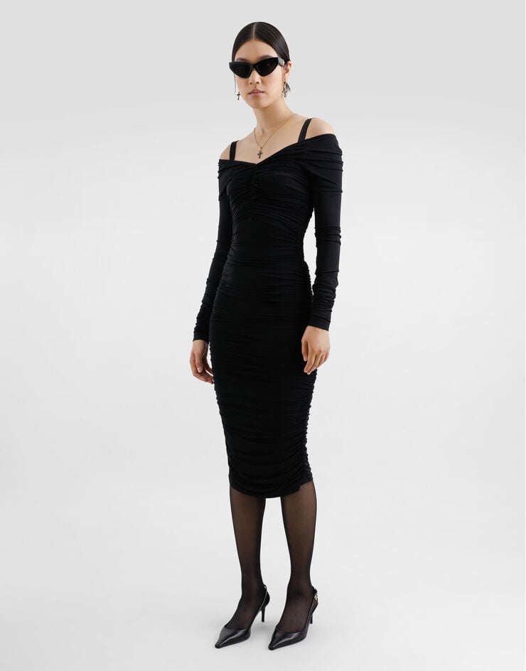 Dolce & Gabbana Vestido Longuette Drapeado De Organdí