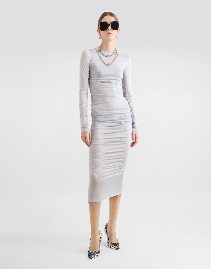 Dolce & Gabbana Vestido Longuette Drapeado De Punto De Lana