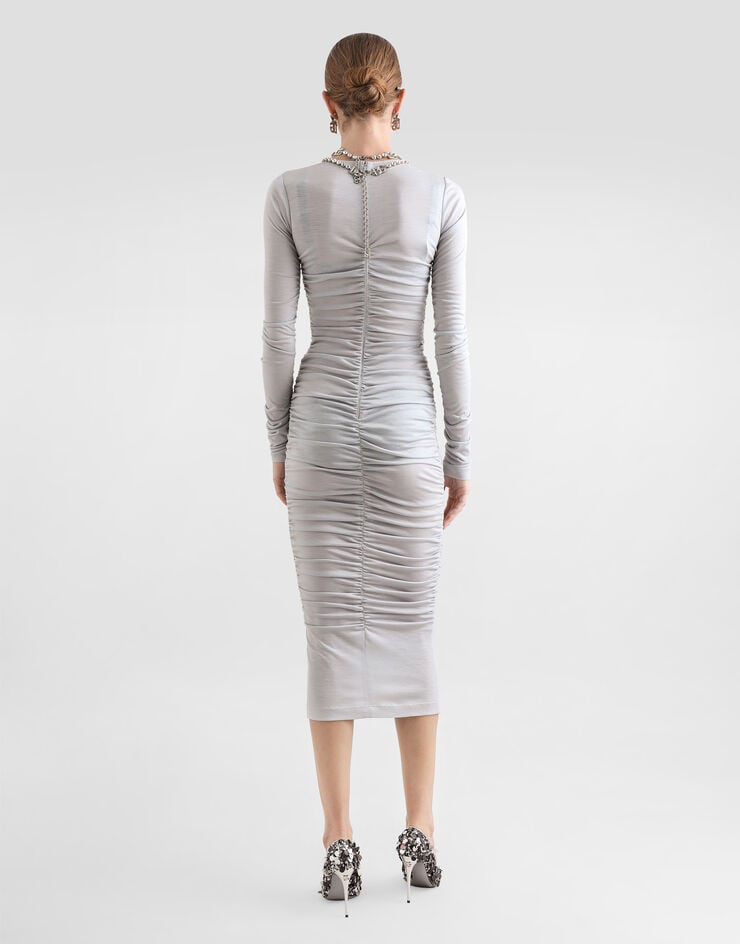 Dolce & Gabbana Vestido Longuette Drapeado De Punto De Lana