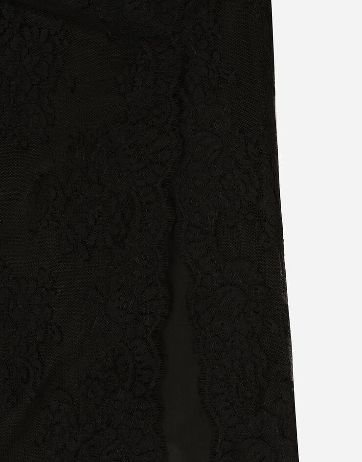 Dolce & Gabbana Vestido Longuette Tipo Combinación De Encaje