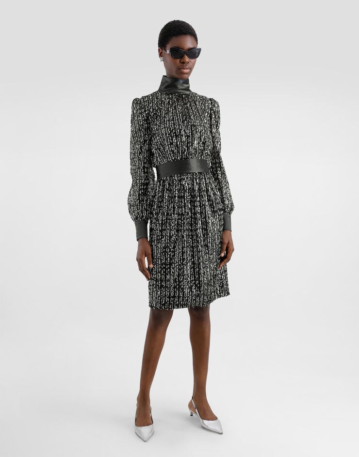 Dolce & Gabbana Vestido Midi Con Bordado A Rayas Verticales De Lentejuelas