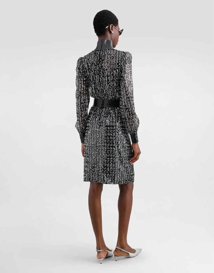 Dolce & Gabbana Vestido Midi Con Bordado A Rayas Verticales De Lentejuelas