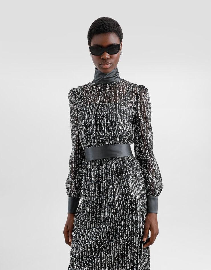 Dolce & Gabbana Vestido Midi Con Bordado A Rayas Verticales De Lentejuelas