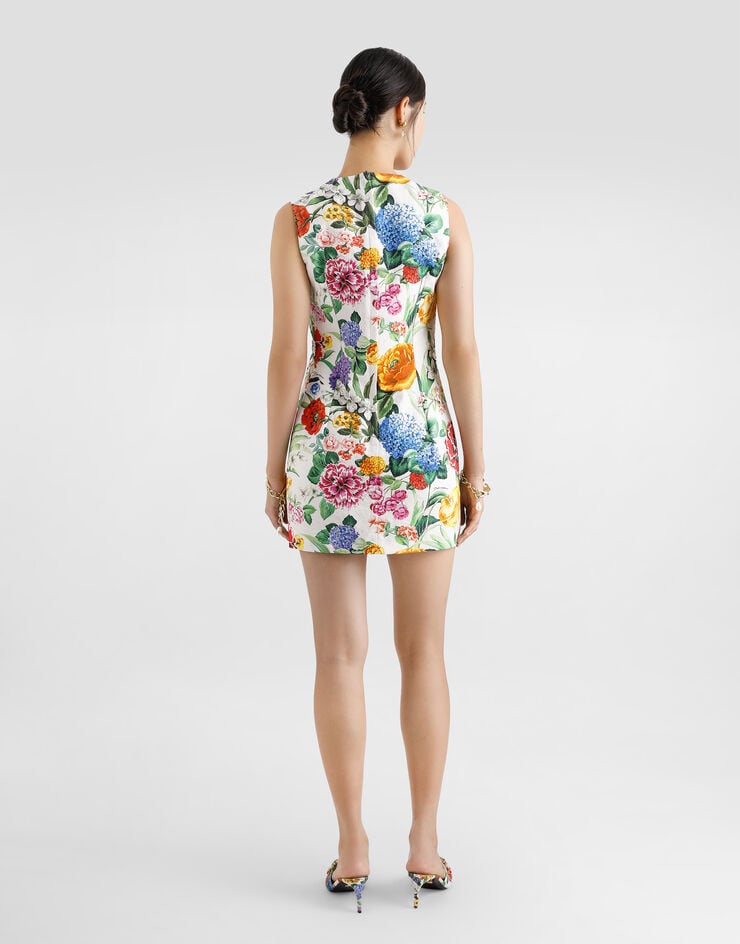 Dolce & Gabbana Vestido Midi De Brocado Con Estampado De Flores