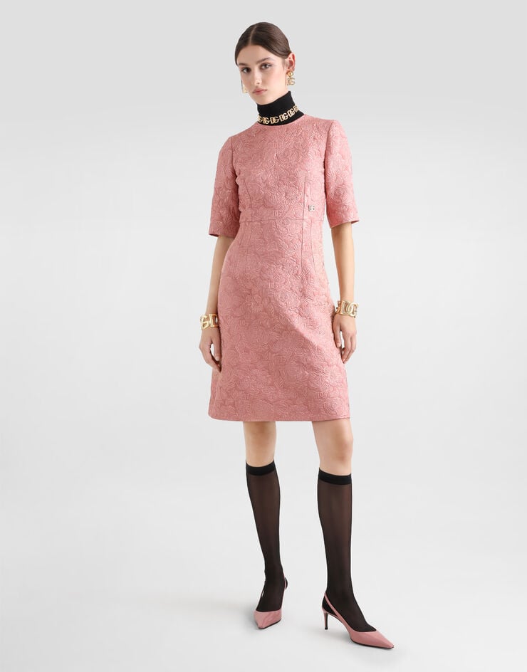 Dolce & Gabbana Vestido Midi De Corte Reloj De Arena En Jacquard Floral