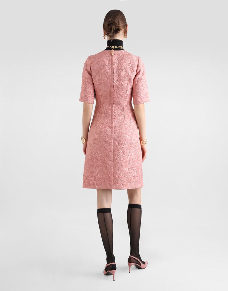 Dolce & Gabbana Vestido Midi De Corte Reloj De Arena En Jacquard Floral