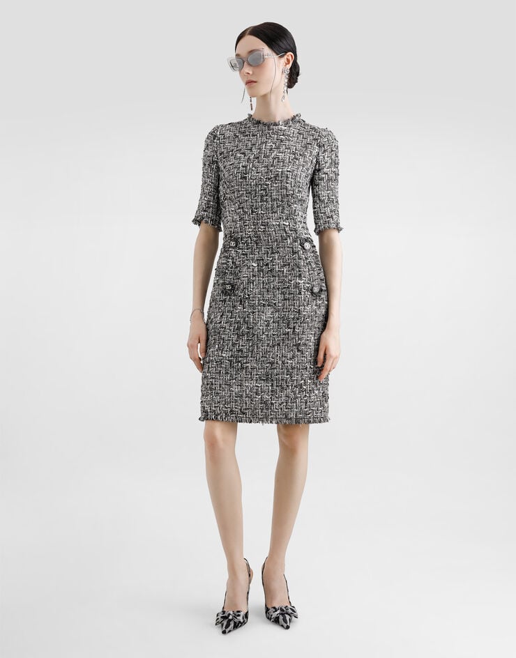 Dolce & Gabbana Vestido Midi De Manga Corta En Tweed Raschel