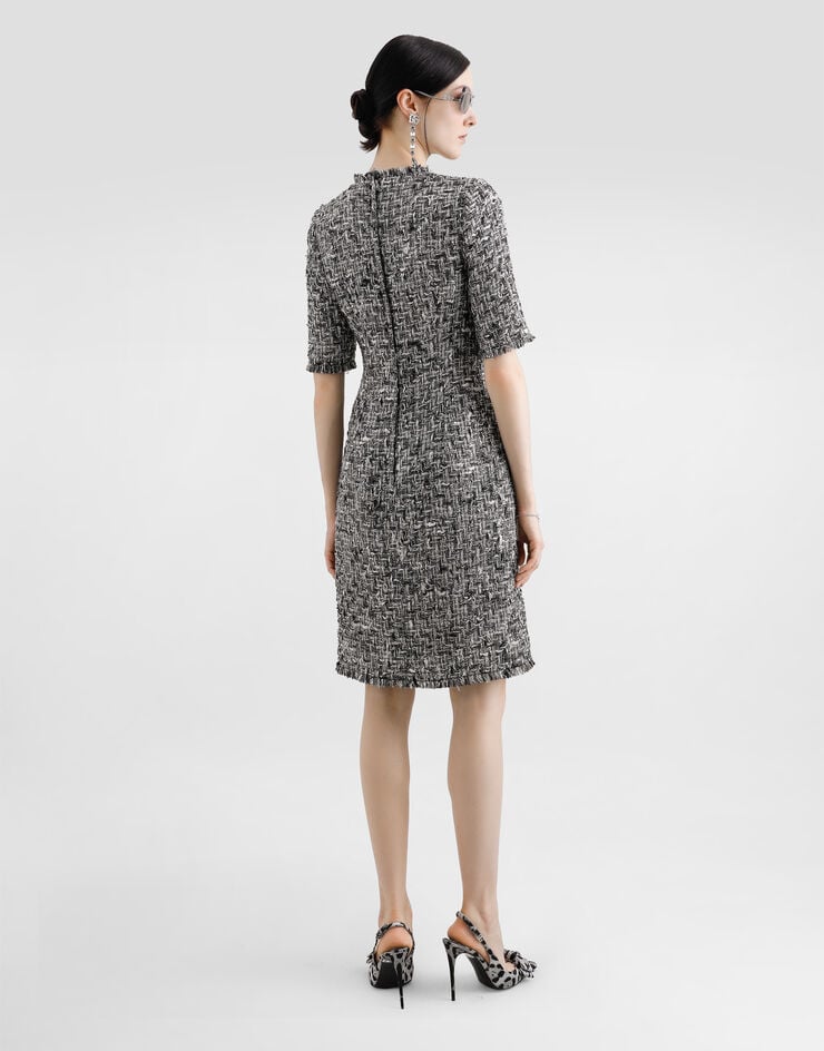 Dolce & Gabbana Vestido Midi De Manga Corta En Tweed Raschel