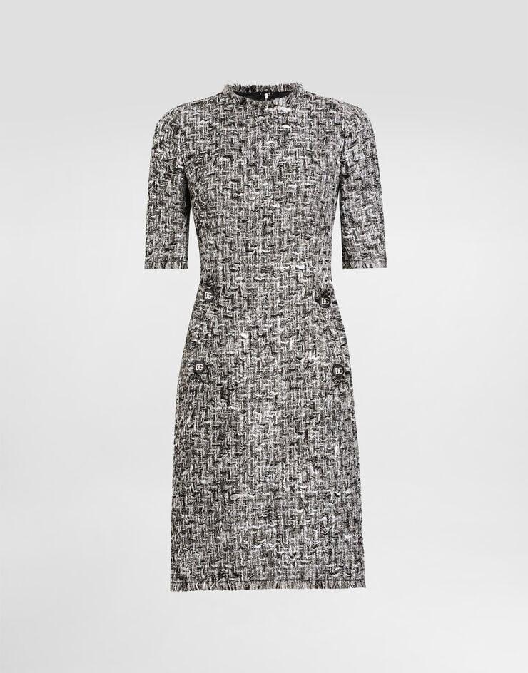 Dolce & Gabbana Vestido midi de manga corta en tweed raschel