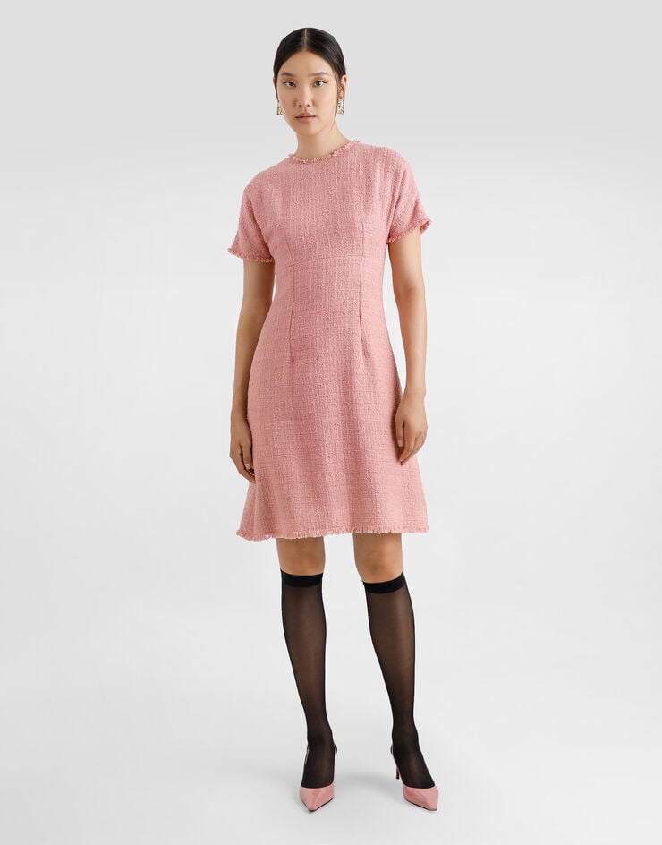 Dolce & Gabbana Vestido Midi De Tweed Raschel Con Logotipo DG