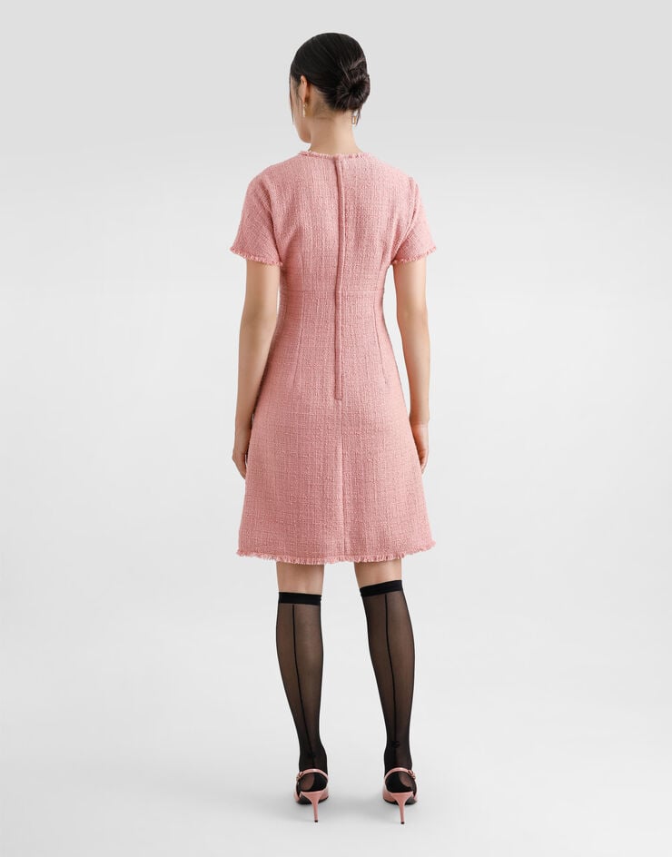 Dolce & Gabbana Vestido Midi De Tweed Raschel Con Logotipo DG