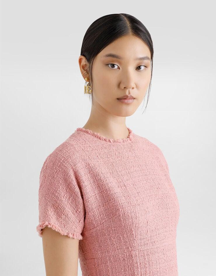 Dolce & Gabbana Vestido Midi De Tweed Raschel Con Logotipo DG