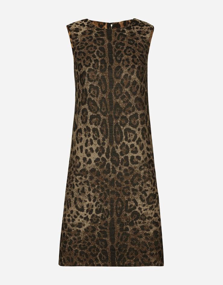 Dolce & Gabbana Vestido midi en jacquard de lana con motivo de leopardo