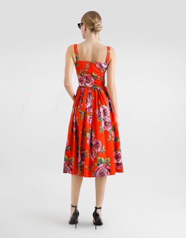 Dolce & Gabbana Vestido Playero De Algodón Con Estampado Rosa