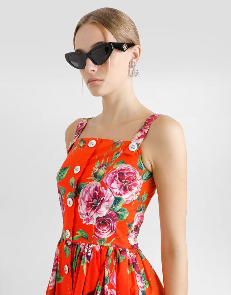 Dolce & Gabbana Vestido Playero De Algodón Con Estampado Rosa