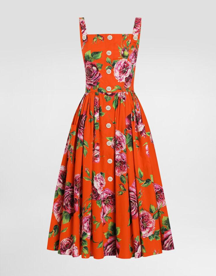 Dolce & Gabbana Vestido Playero De Algodón Con Estampado Rosa