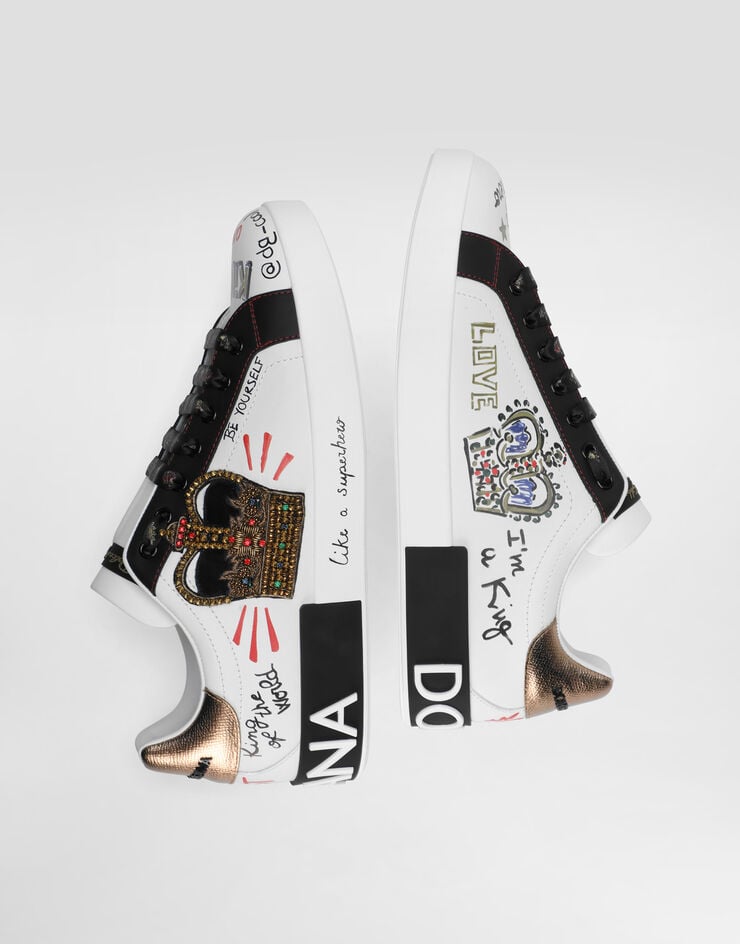 Dolce & Gabbana Zapatillas Portofino De Becerro Curtido Estampado Con Parche