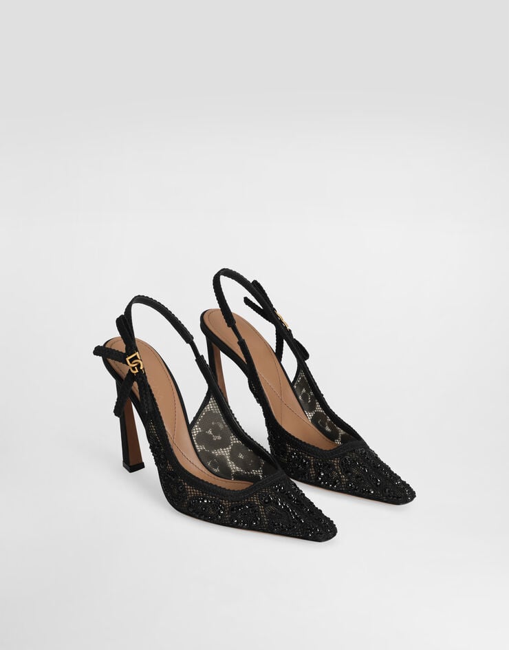 Dolce & Gabbana Zapato Destalonado De Encaje Leopardo Y Termostrass