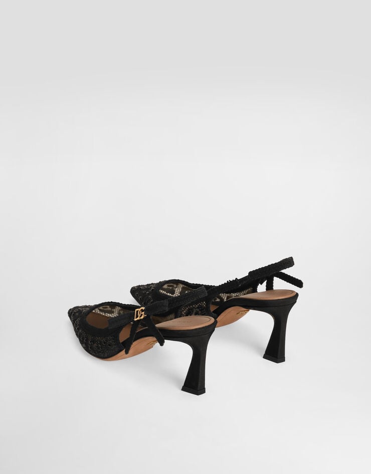 Dolce & Gabbana Zapato Destalonado De Encaje Leopardo Y Termostrass