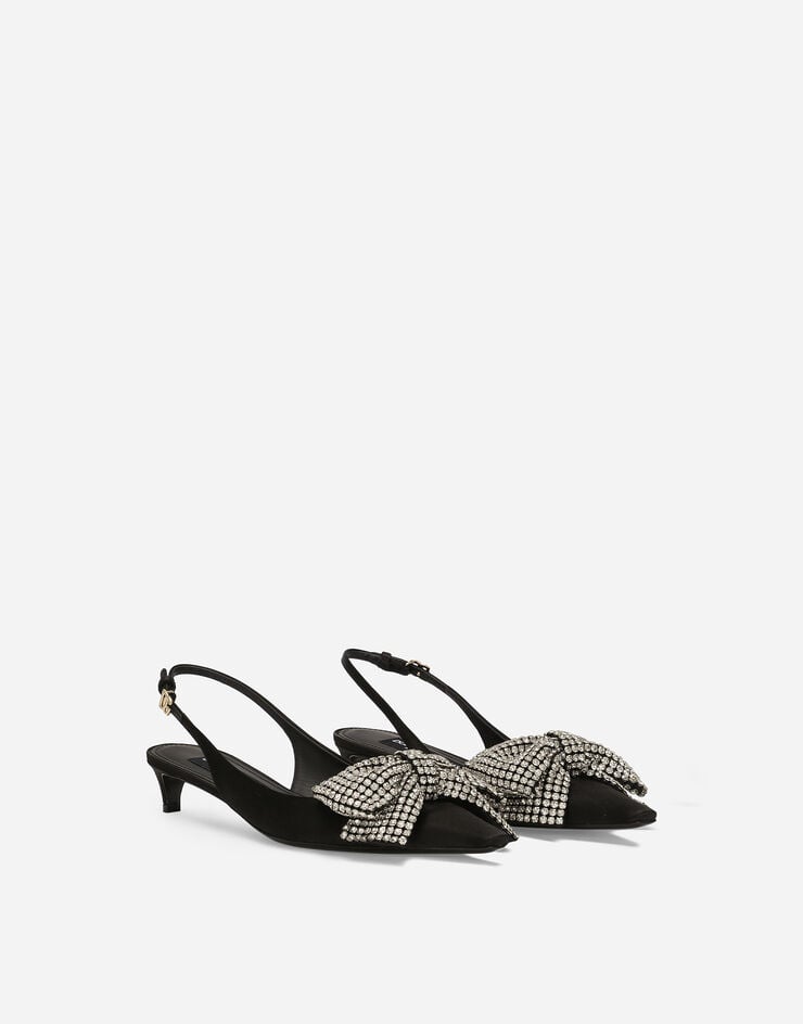 Dolce & Gabbana Zapato Destalonado De Raso Con Bordado De Strass