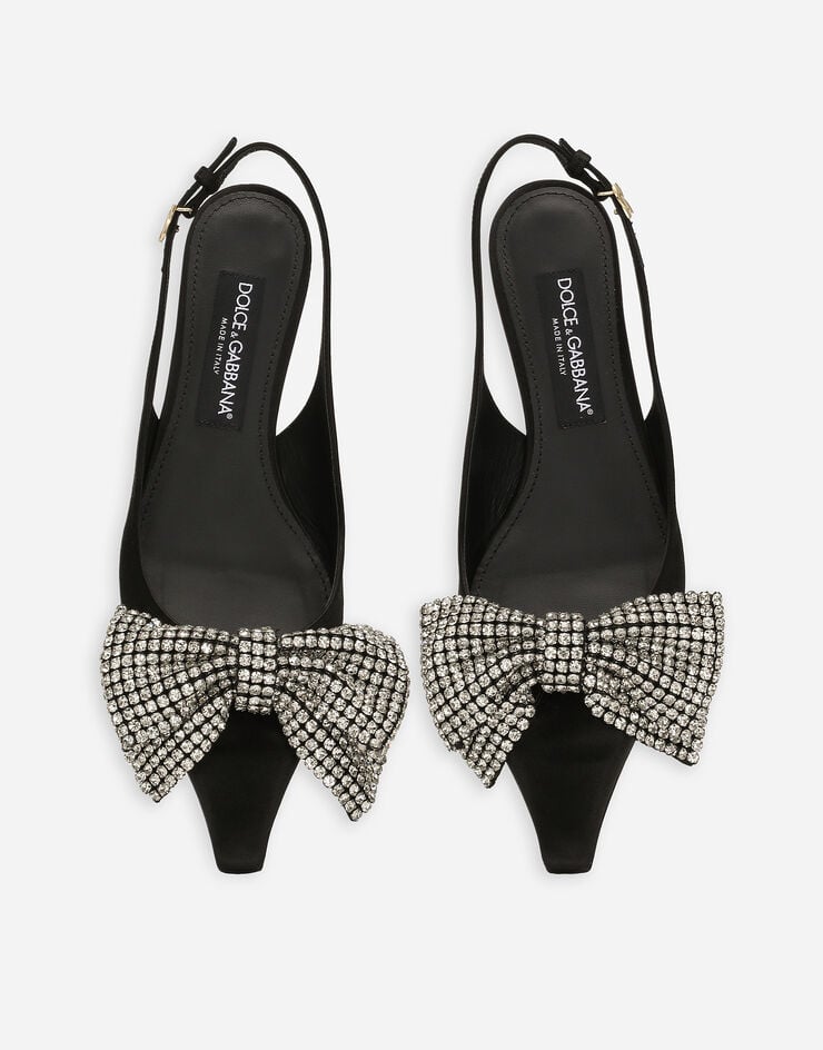 Dolce & Gabbana Zapato Destalonado De Raso Con Bordado De Strass