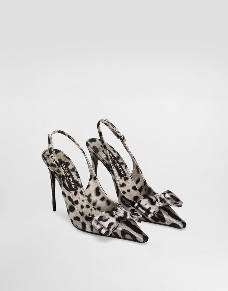 Dolce & Gabbana Zapato Destalonado De Raso Con Estampado De Leopardo