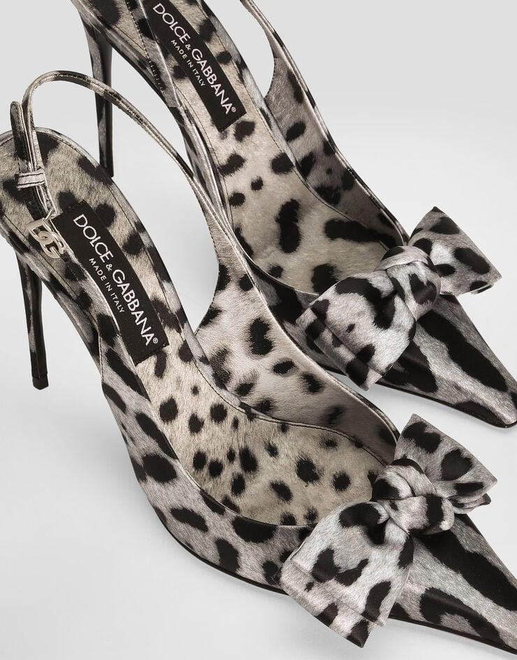 Dolce & Gabbana Zapato Destalonado De Raso Con Estampado De Leopardo