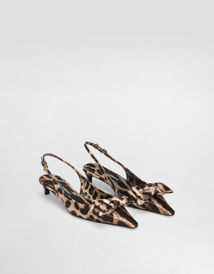 Dolce & Gabbana Zapato Destalonado De Raso Con Estampado De Leopardo