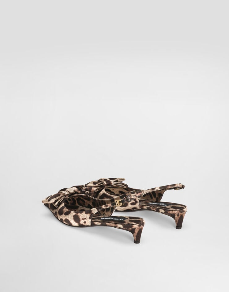 Dolce & Gabbana Zapato Destalonado De Raso Con Estampado De Leopardo