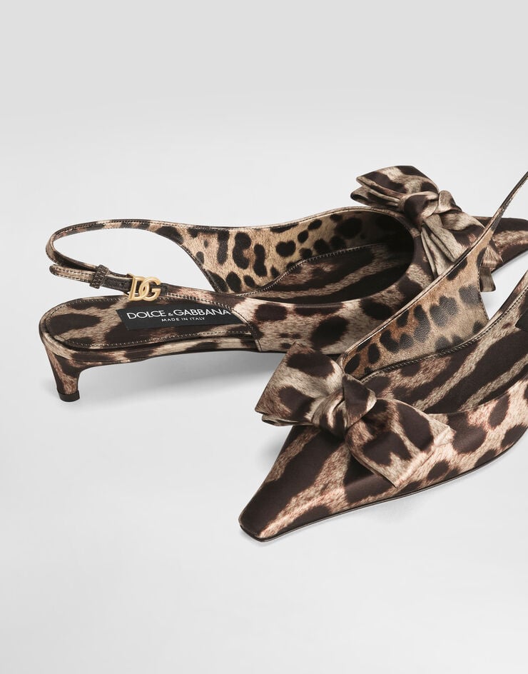 Dolce & Gabbana Zapato Destalonado De Raso Con Estampado De Leopardo