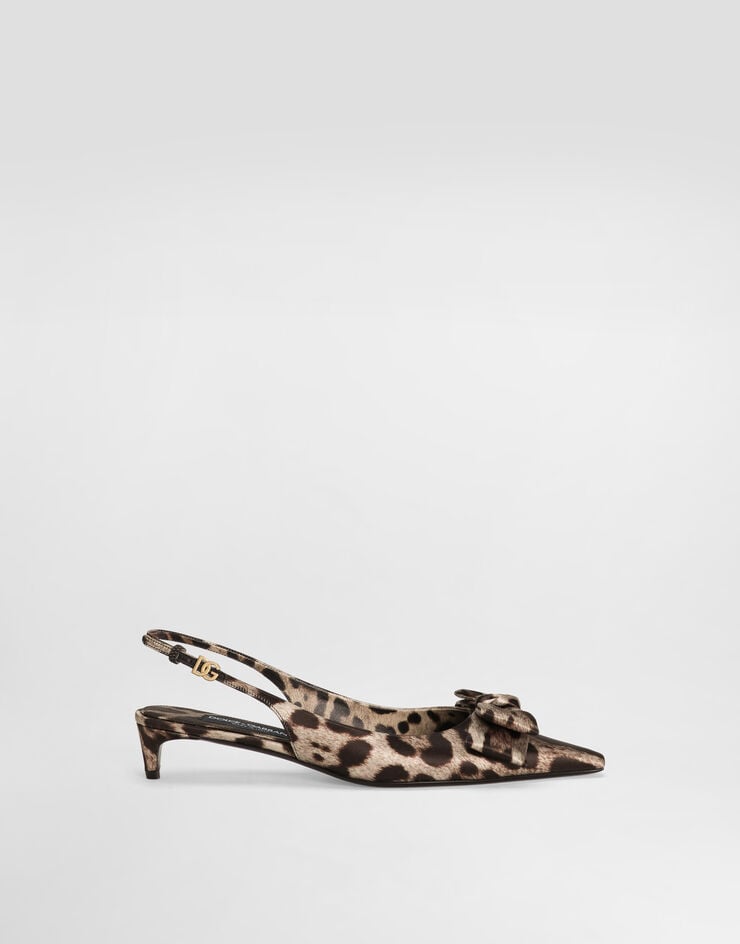 Dolce & Gabbana Zapato destalonado de raso con estampado de leopardo