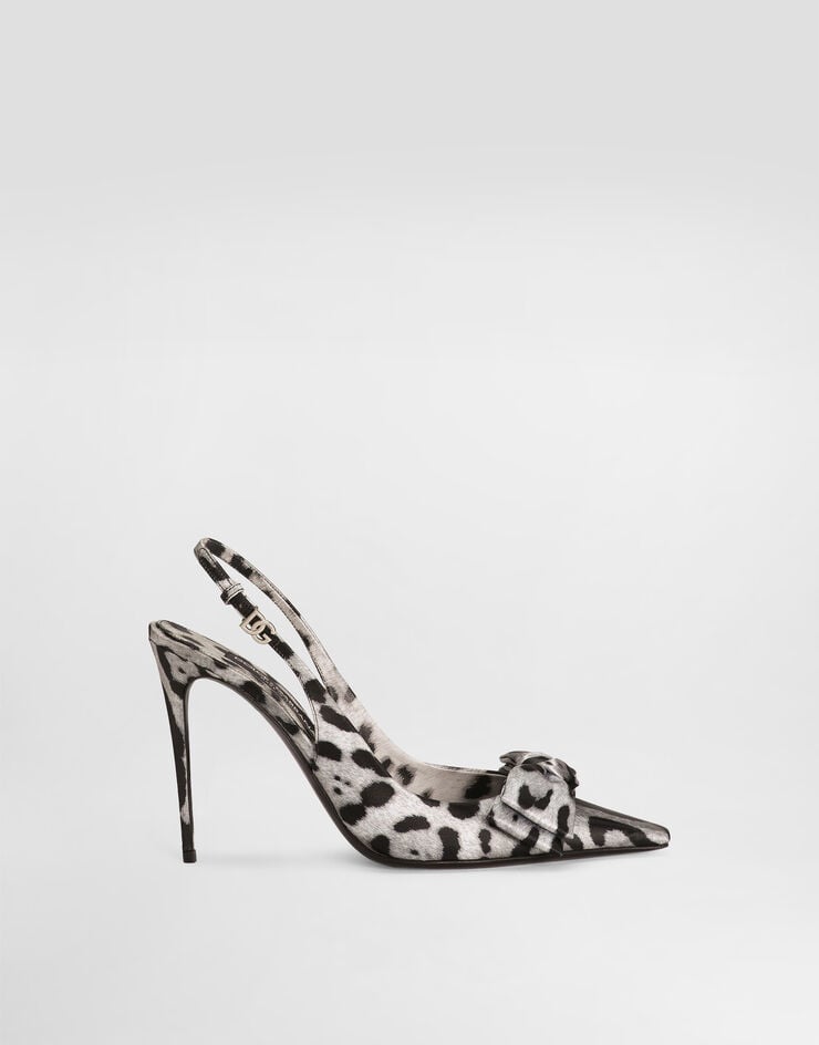 Dolce & Gabbana Zapato destalonado de raso con estampado de leopardo