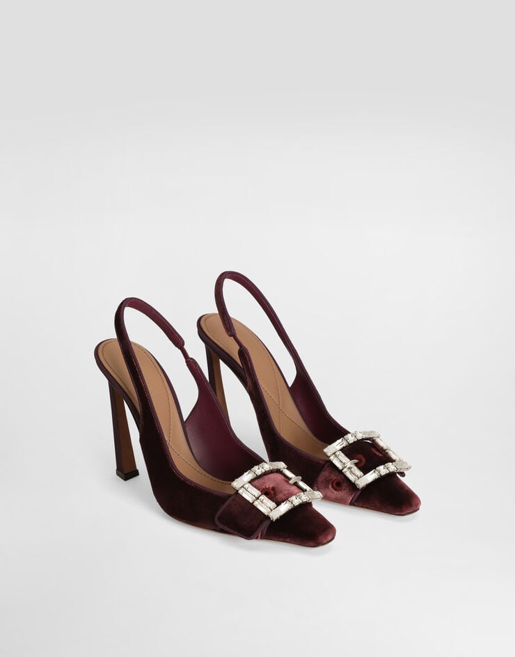 Dolce & Gabbana Zapato Destalonado De Terciopelo Con Hebilla Joya