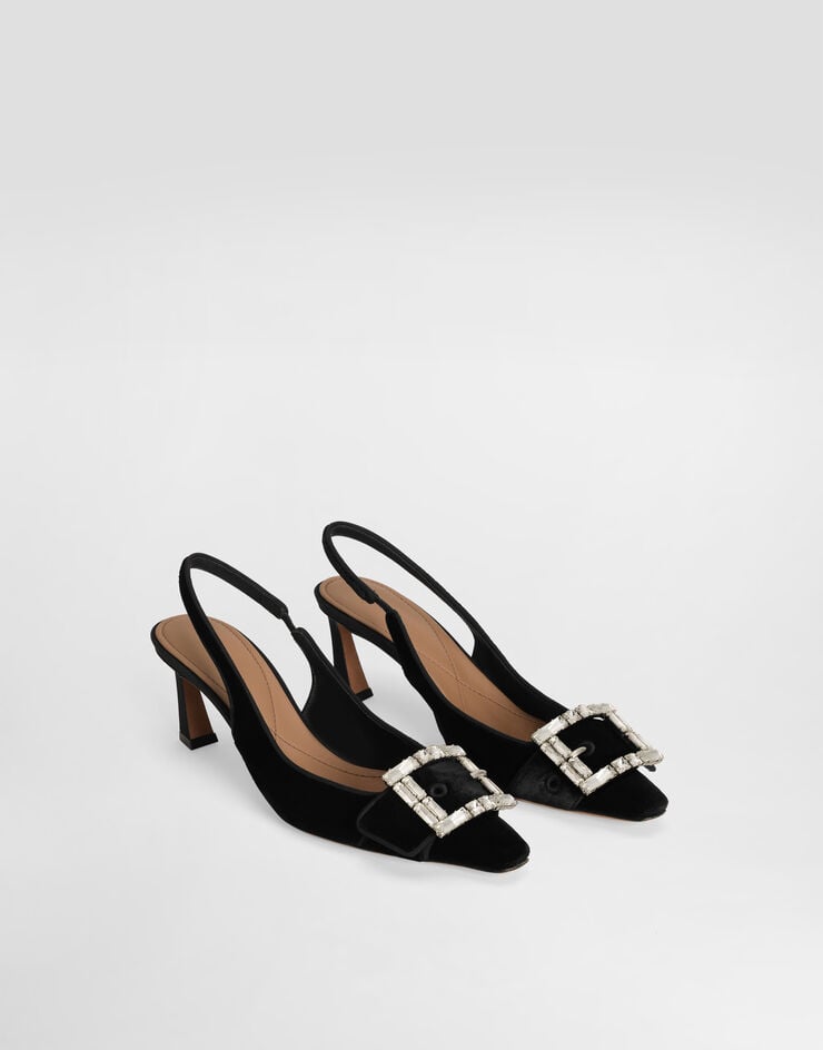 Dolce & Gabbana Zapato Destalonado De Terciopelo Con Hebilla Joya