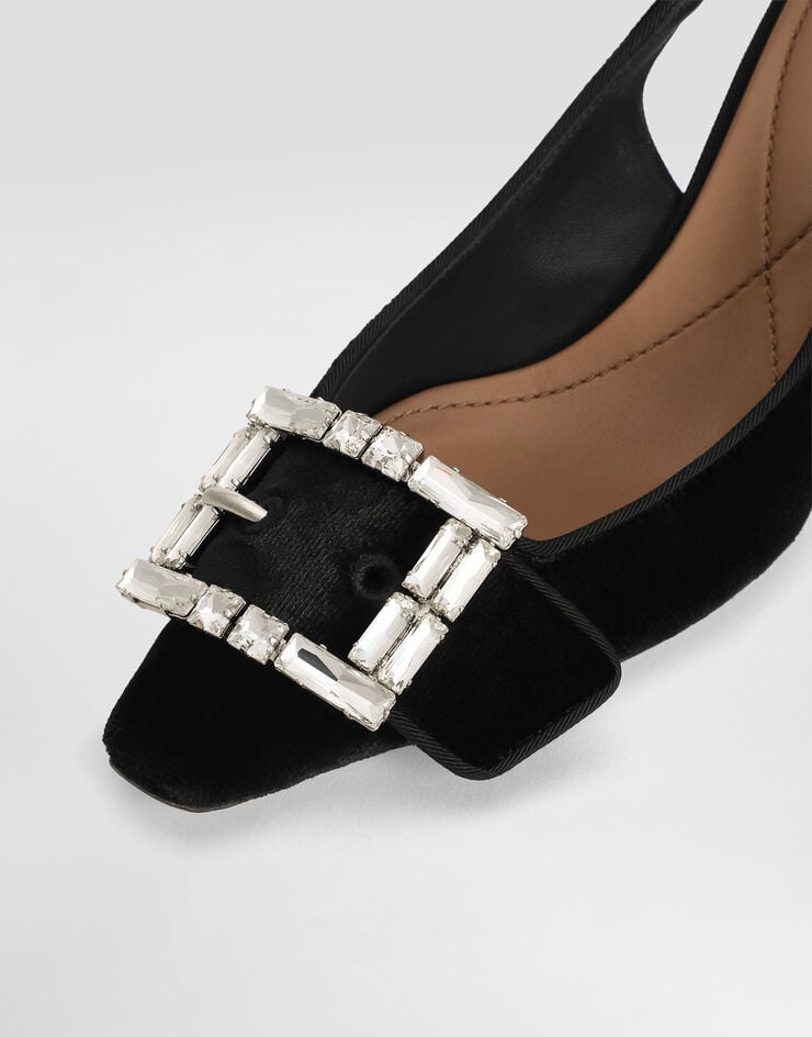 Dolce & Gabbana Zapato Destalonado De Terciopelo Con Hebilla Joya