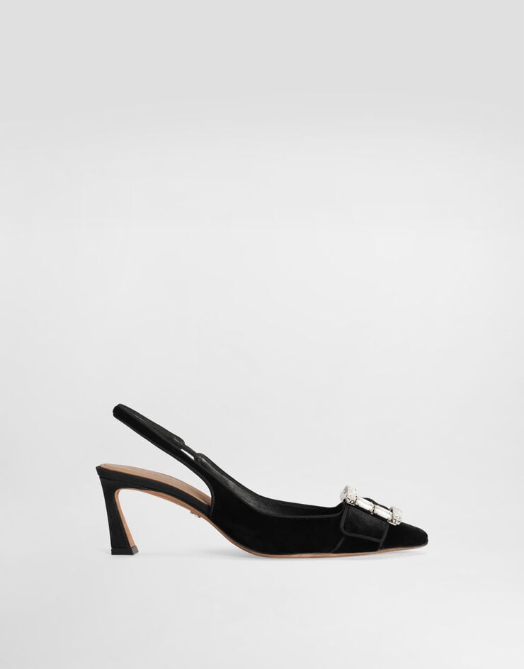 Dolce & Gabbana Zapato destalonado de terciopelo con hebilla joya