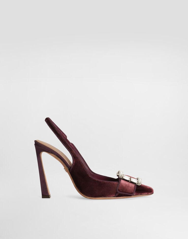 Dolce & Gabbana Zapato destalonado de terciopelo con hebilla joya