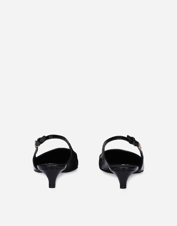 Dolce & Gabbana Zapato Destalonado En Piel De Becerro Con Estampado De Cocodrilo