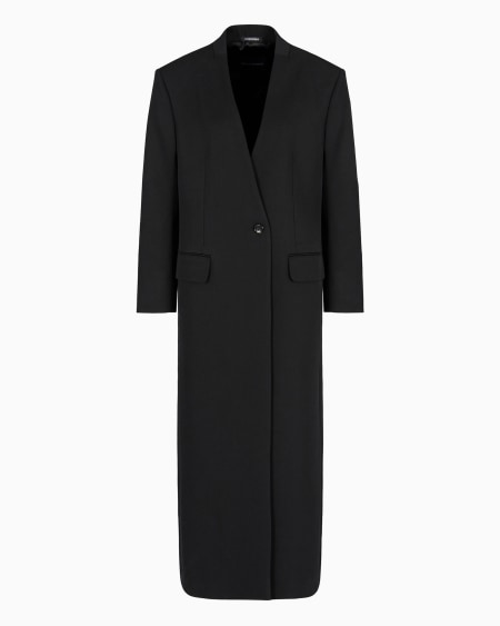 Armani Abrigo con cierre cruzado en sarga batavia de lana compacta