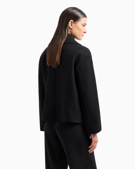 Armani Abrigo Corto De Abotonadura Doble En Tejido De Caballería De Lana Virgen