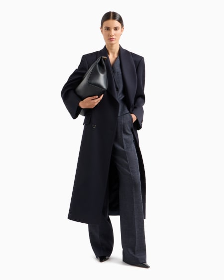 Armani Abrigo De Abotonadura Doble Con Cuello Chal En Sarga Batavia De Lana Compacta