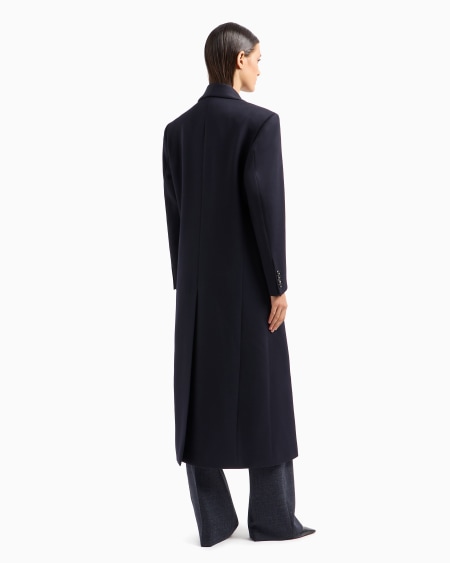 Armani Abrigo De Abotonadura Doble Con Cuello Chal En Sarga Batavia De Lana Compacta