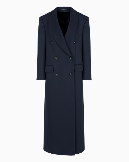 Armani Abrigo de abotonadura doble con cuello chal en sarga batavia de lana compacta